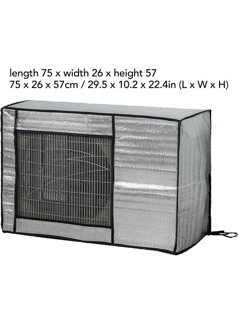 2 قطعة غطاء مكيف هواء مقاوم للماء - غطاء وحدة تكييف خارجي من البوليستر مع رقاقة ألمنيوم للحماية من الشمس والغبار - Image 5